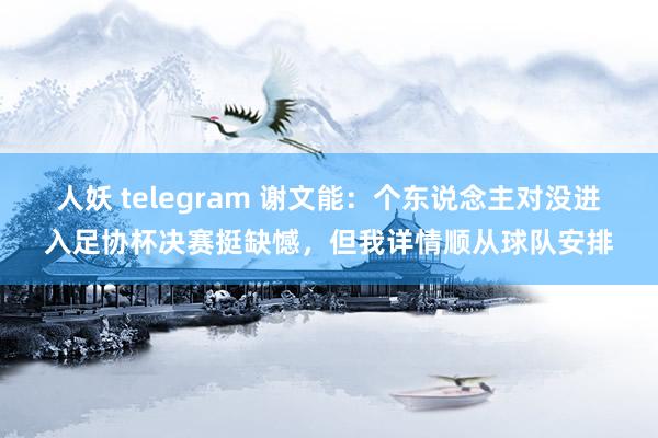 人妖 telegram 谢文能：个东说念主对没进入足协杯决赛挺缺憾，但我详情顺从球队安排
