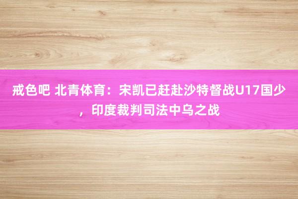 戒色吧 北青体育：宋凯已赶赴沙特督战U17国少，印度裁判司法中乌之战
